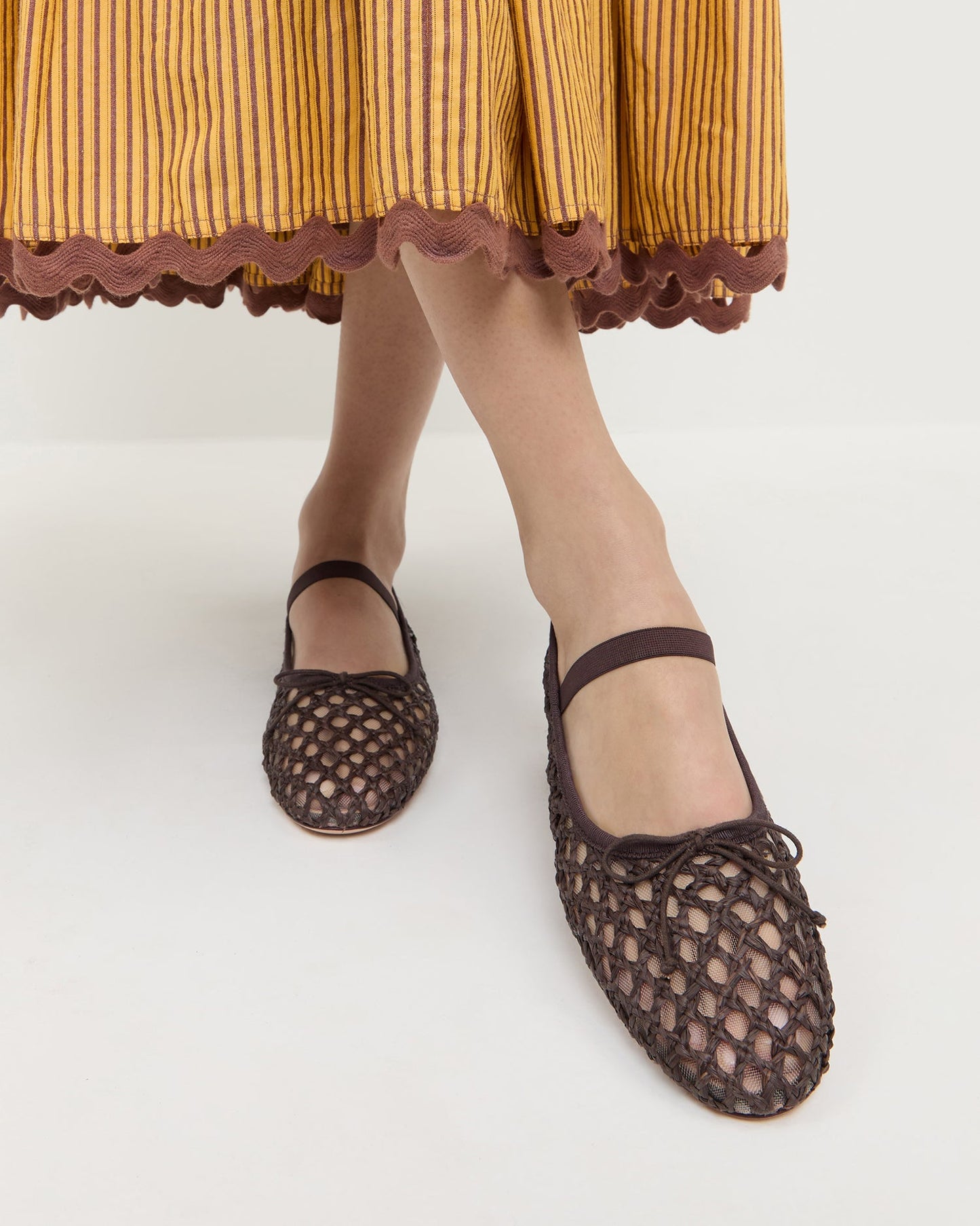 Ballerines plates au crochet Leonie Chocolat