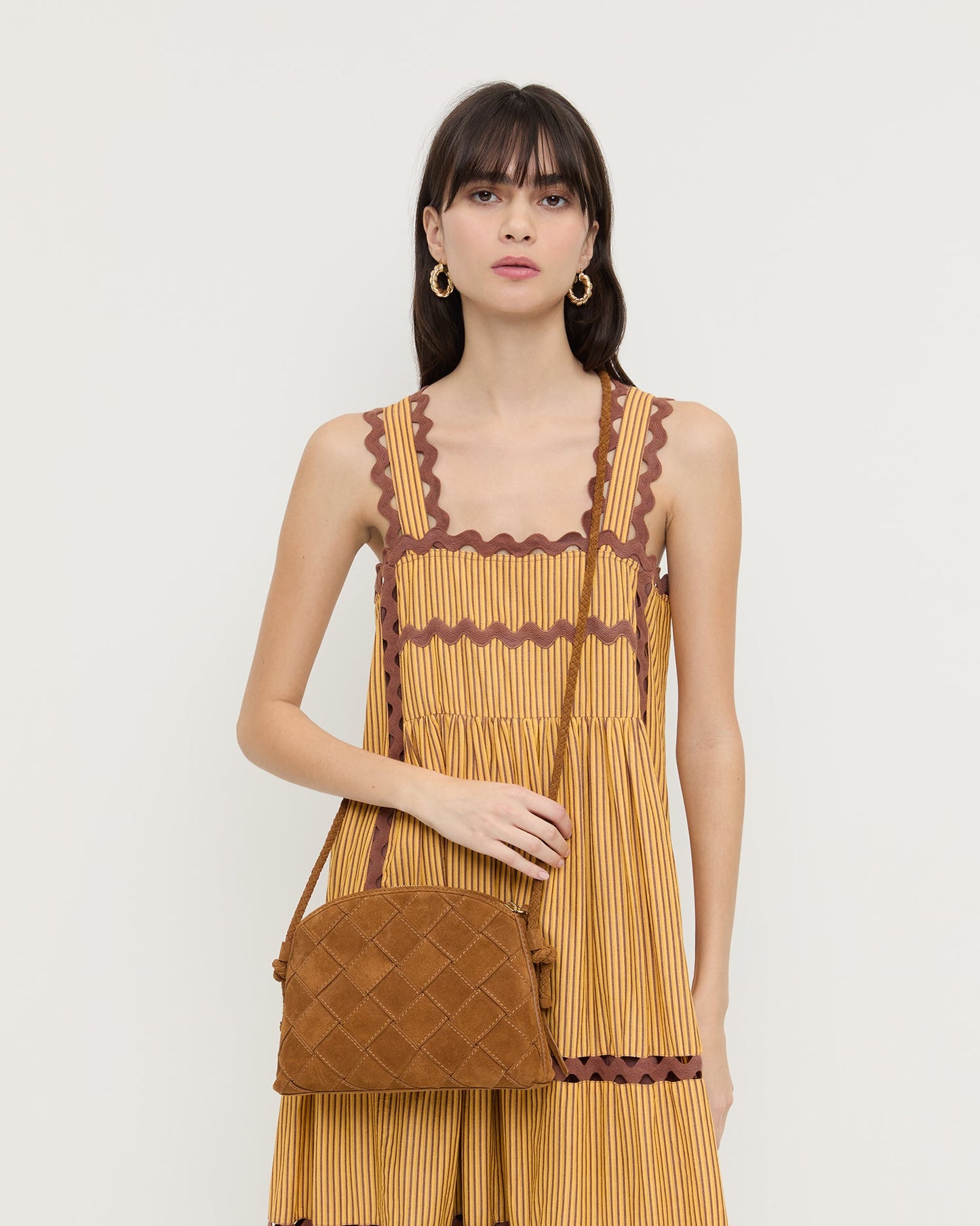 Sac bandoulière tissé Mallory Cacao