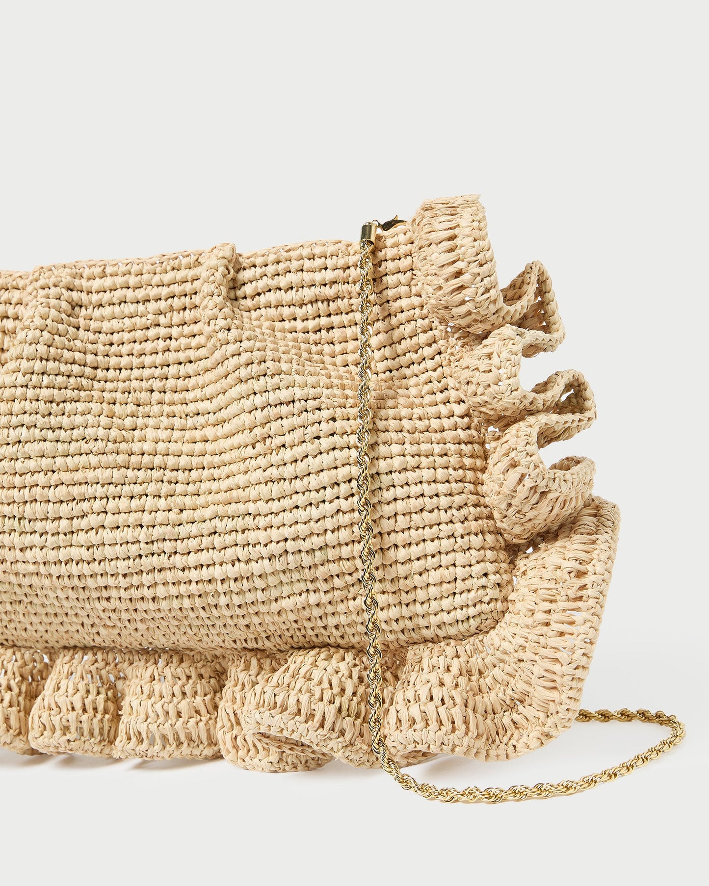 Pochette à volants en raphia naturel Mavis