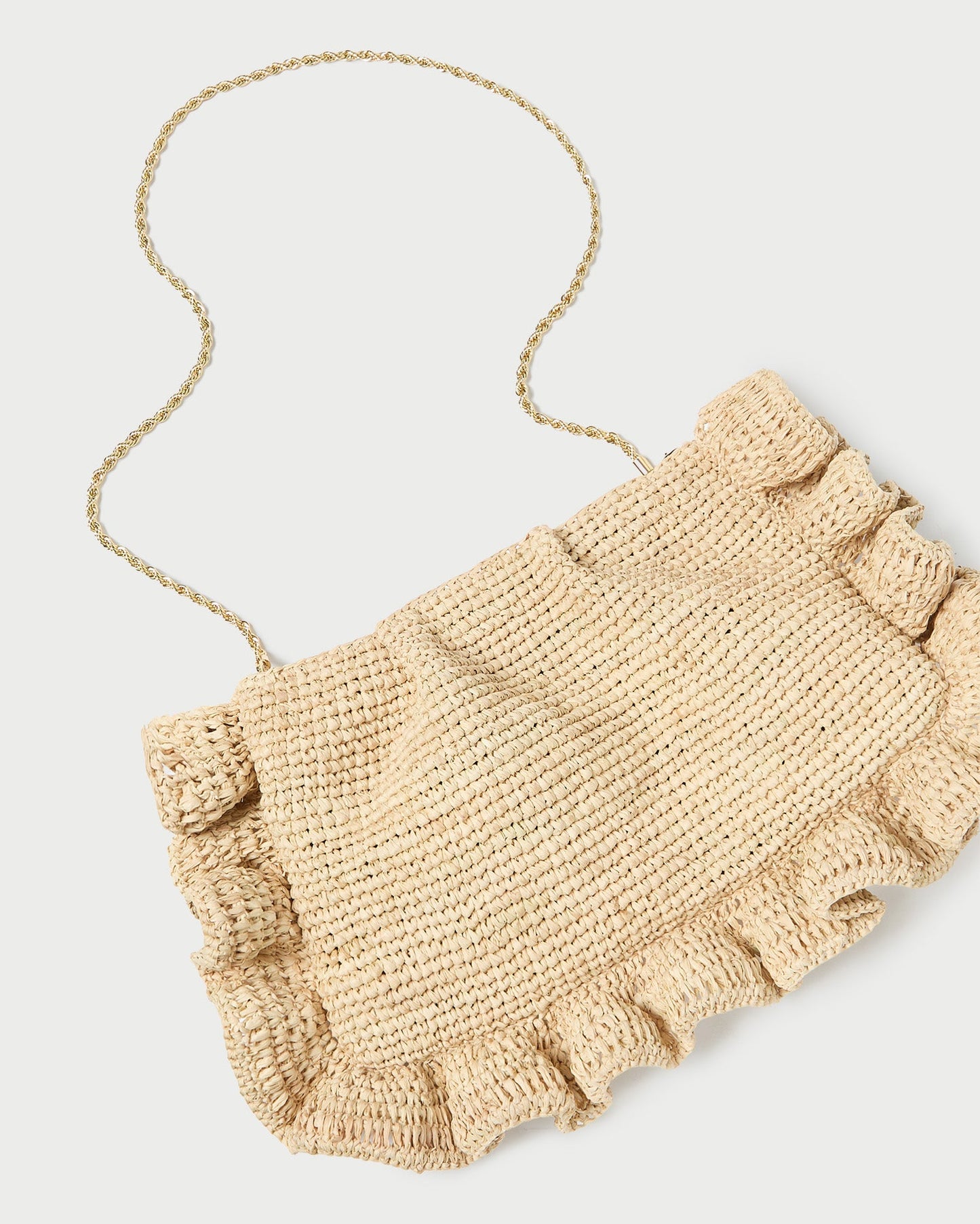 Pochette à volants en raphia naturel Mavis
