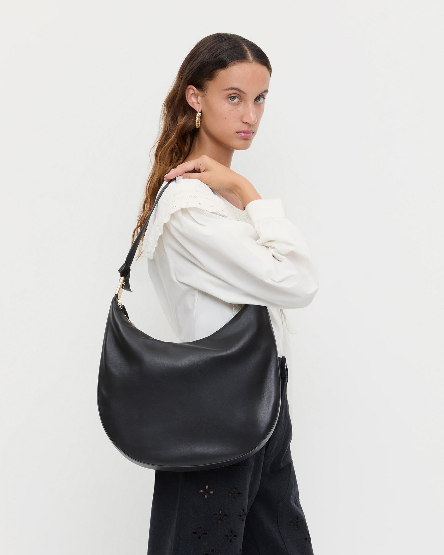 Sac à bandoulière en cuir noir Morgan