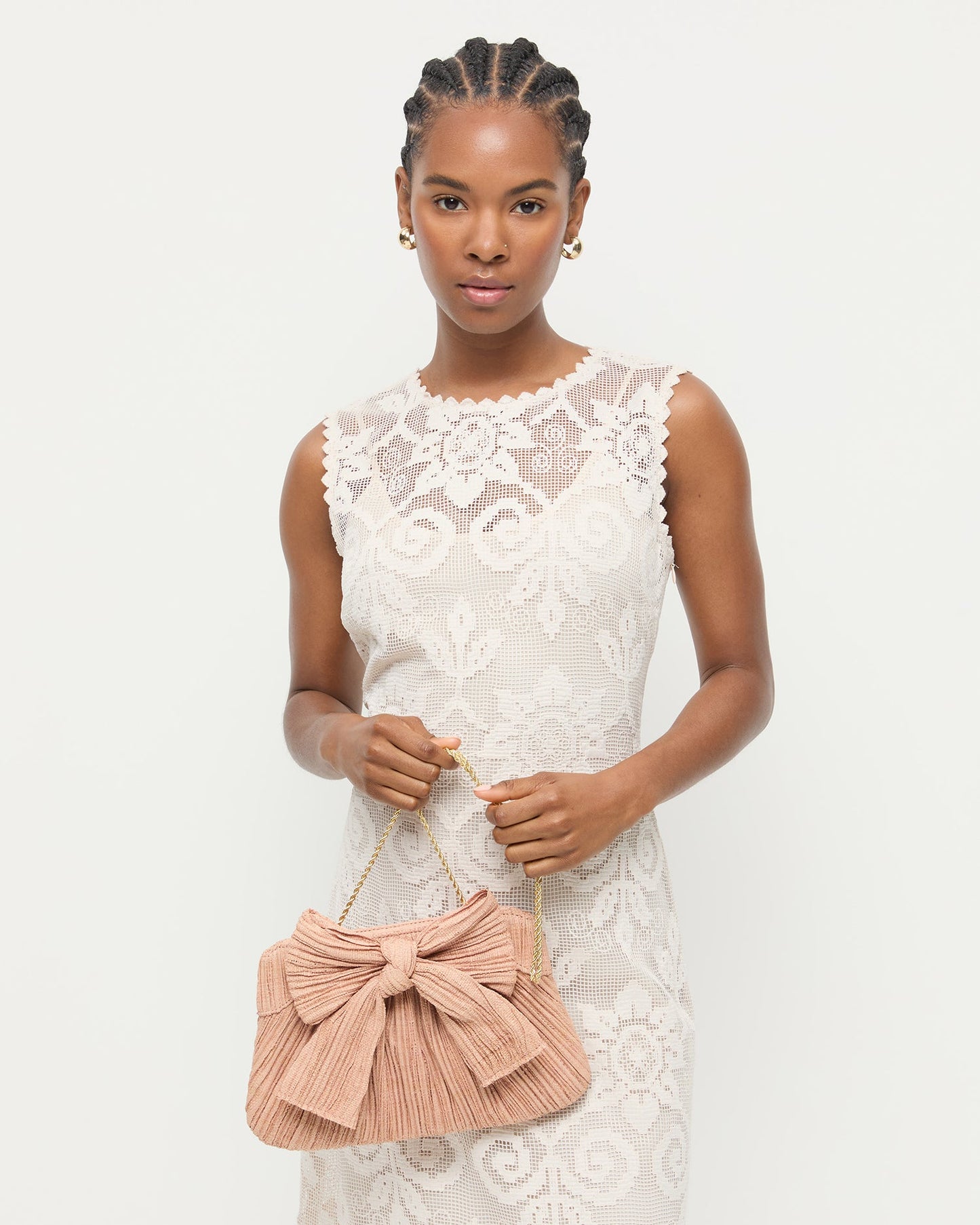 Pochette plissée à nœud Rayne Blush