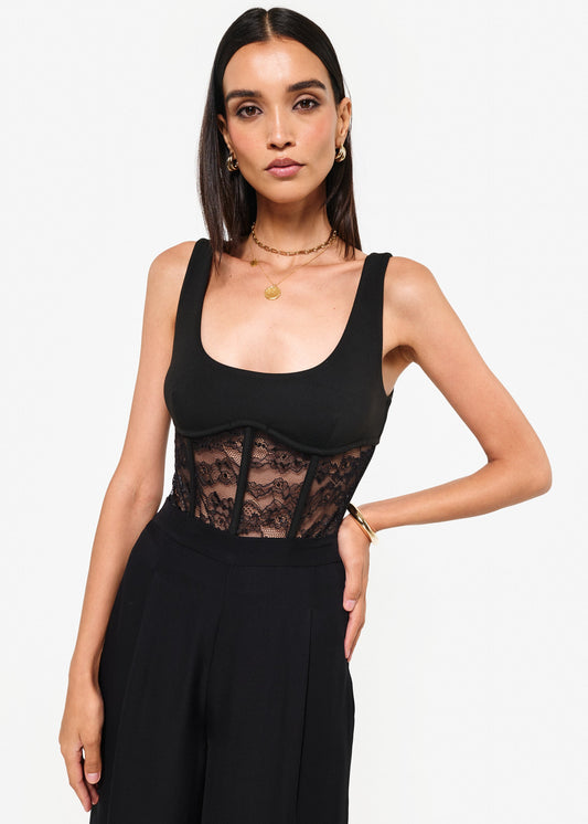 Body corset en dentelle Kimber noir