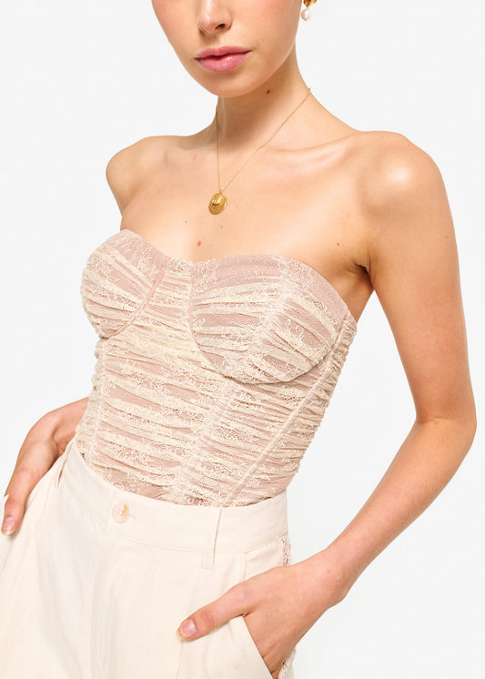 Body corset en dentelle sans bretelles Rozana Bone