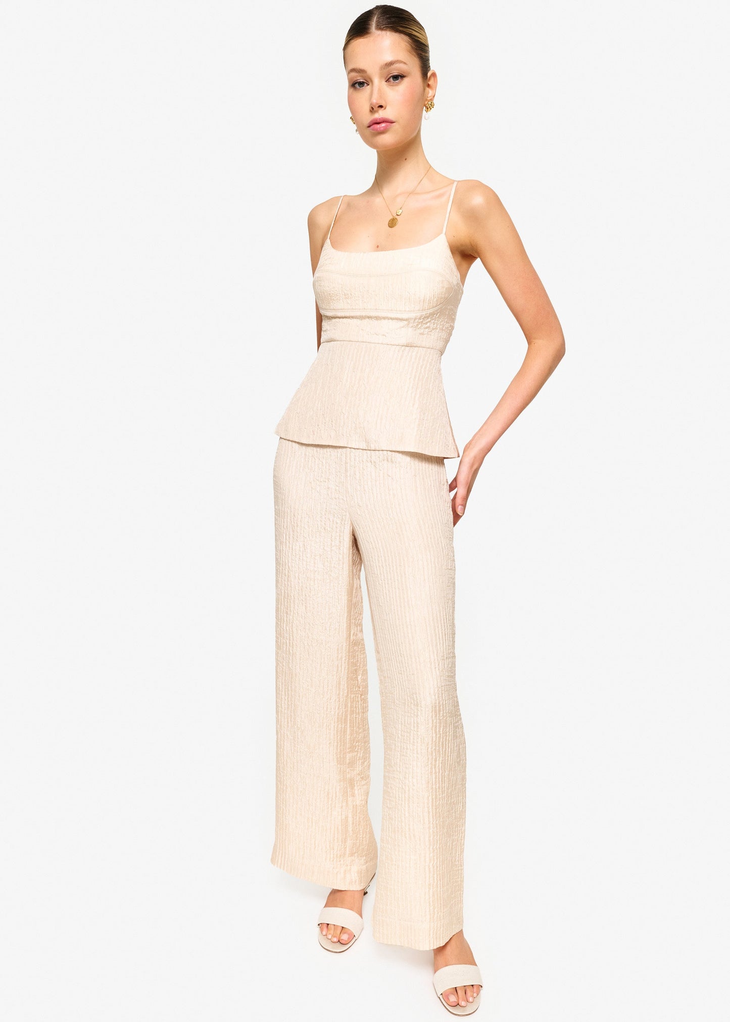 Pantalon taille haute à jambe large Serra Bone