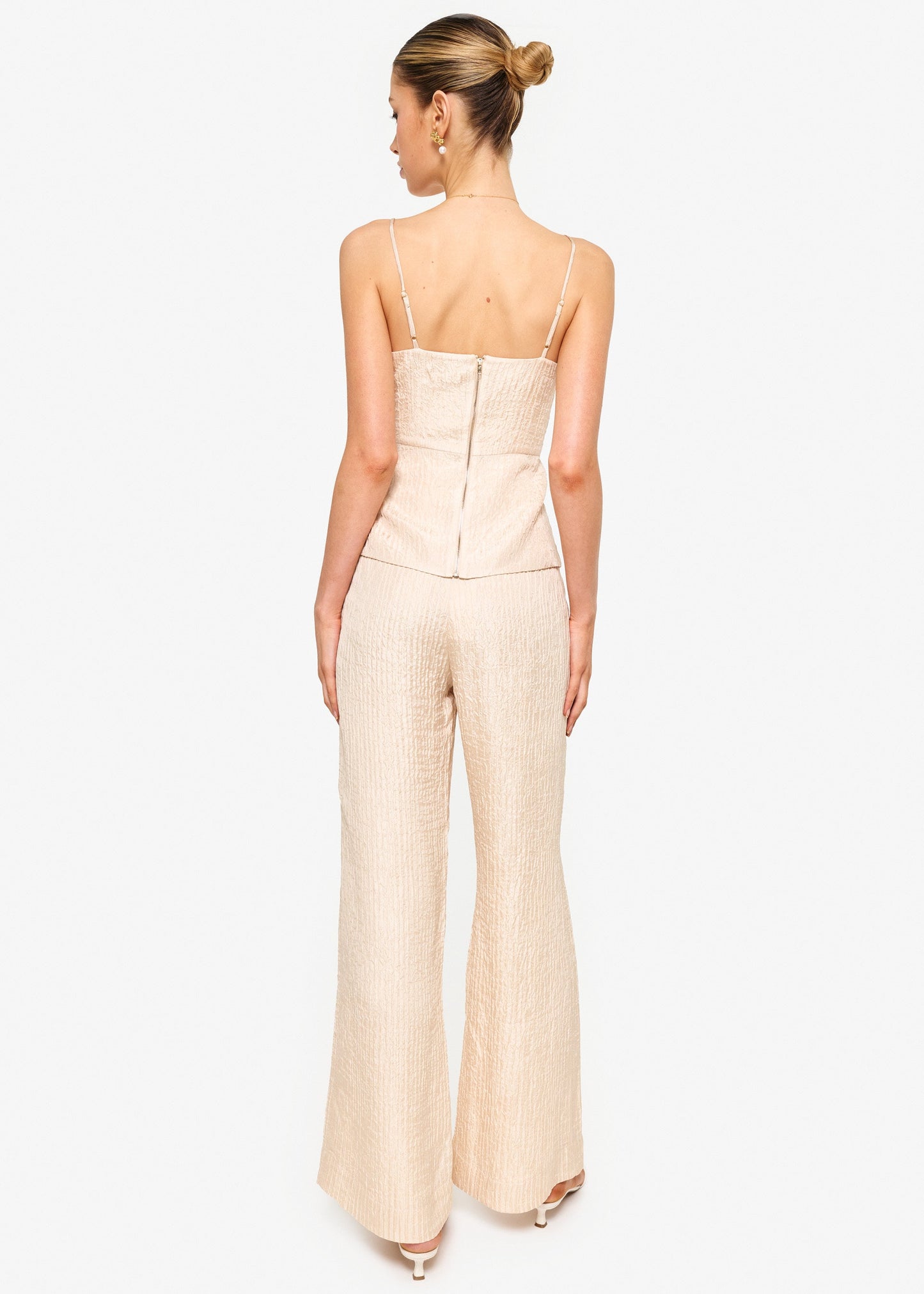 Pantalon taille haute à jambe large Serra Bone