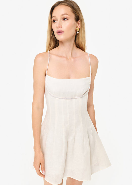 Robe mini en lin Lilou Macadamia