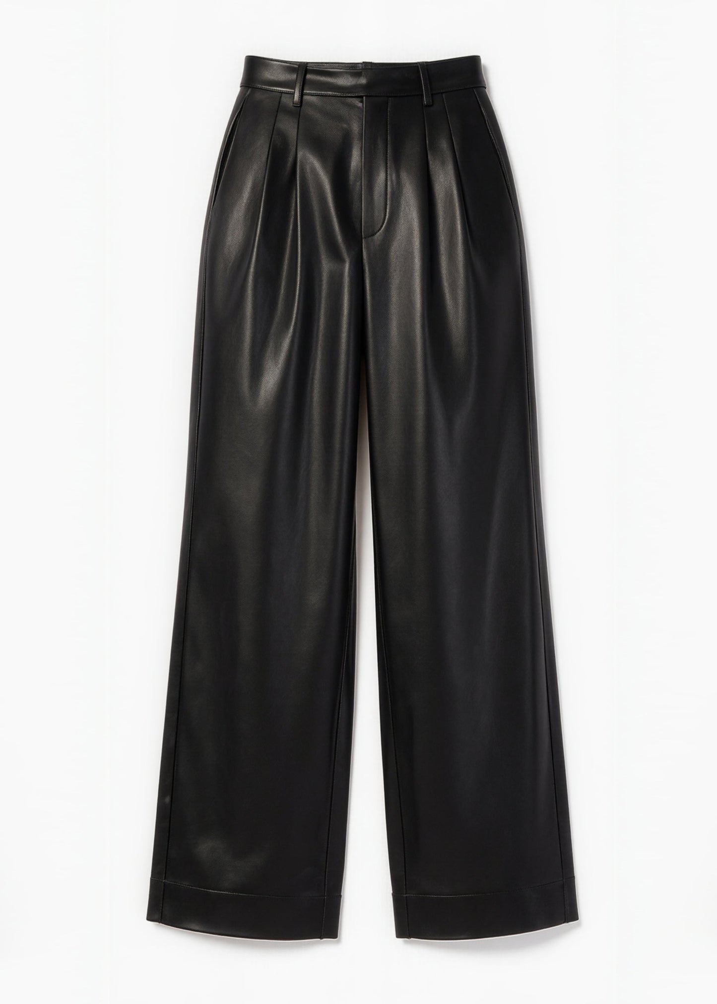 Pantalon en cuir végétalien taille haute Andorra noir