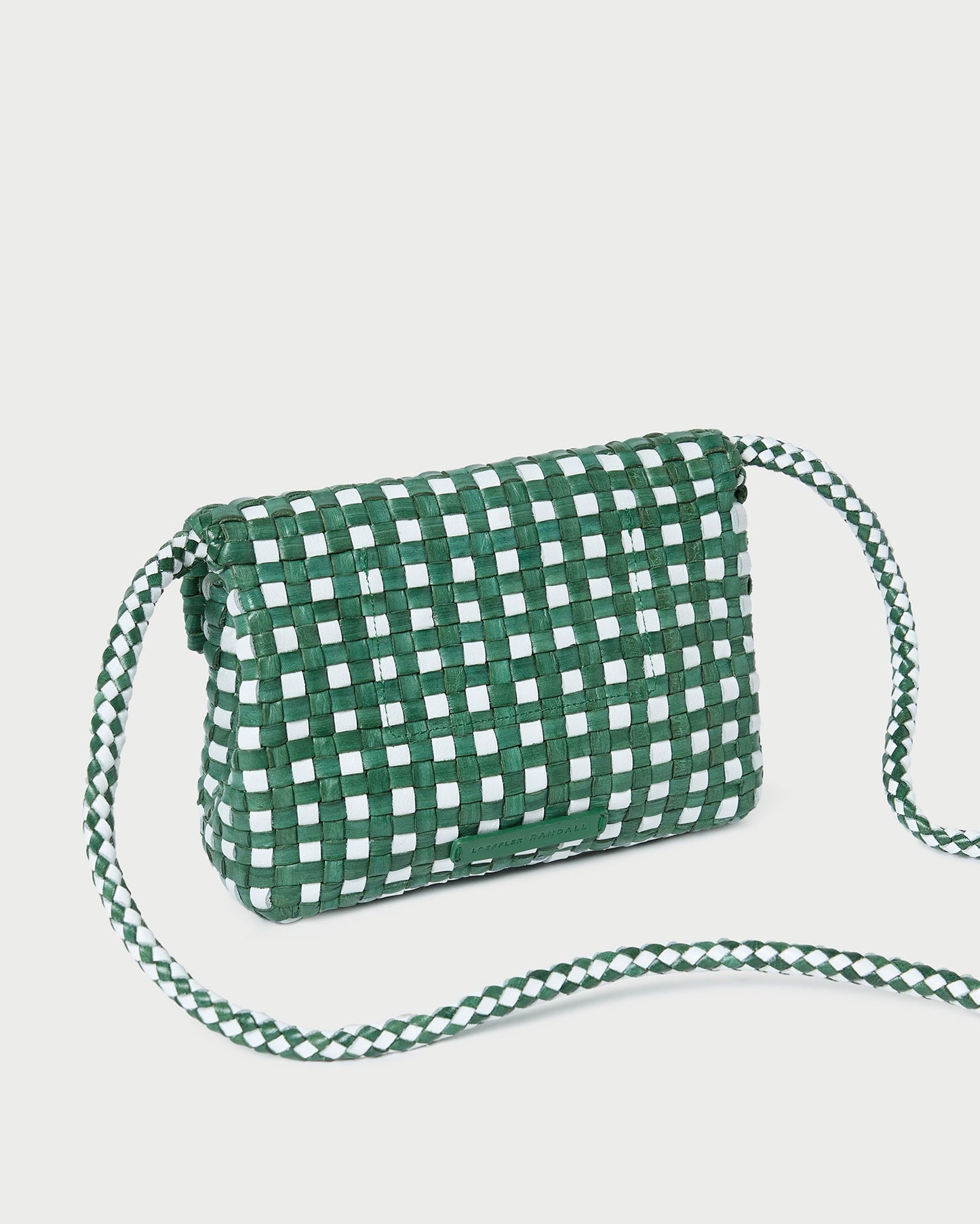 Sac bandoulière tissé Vinnie émeraude/blanc