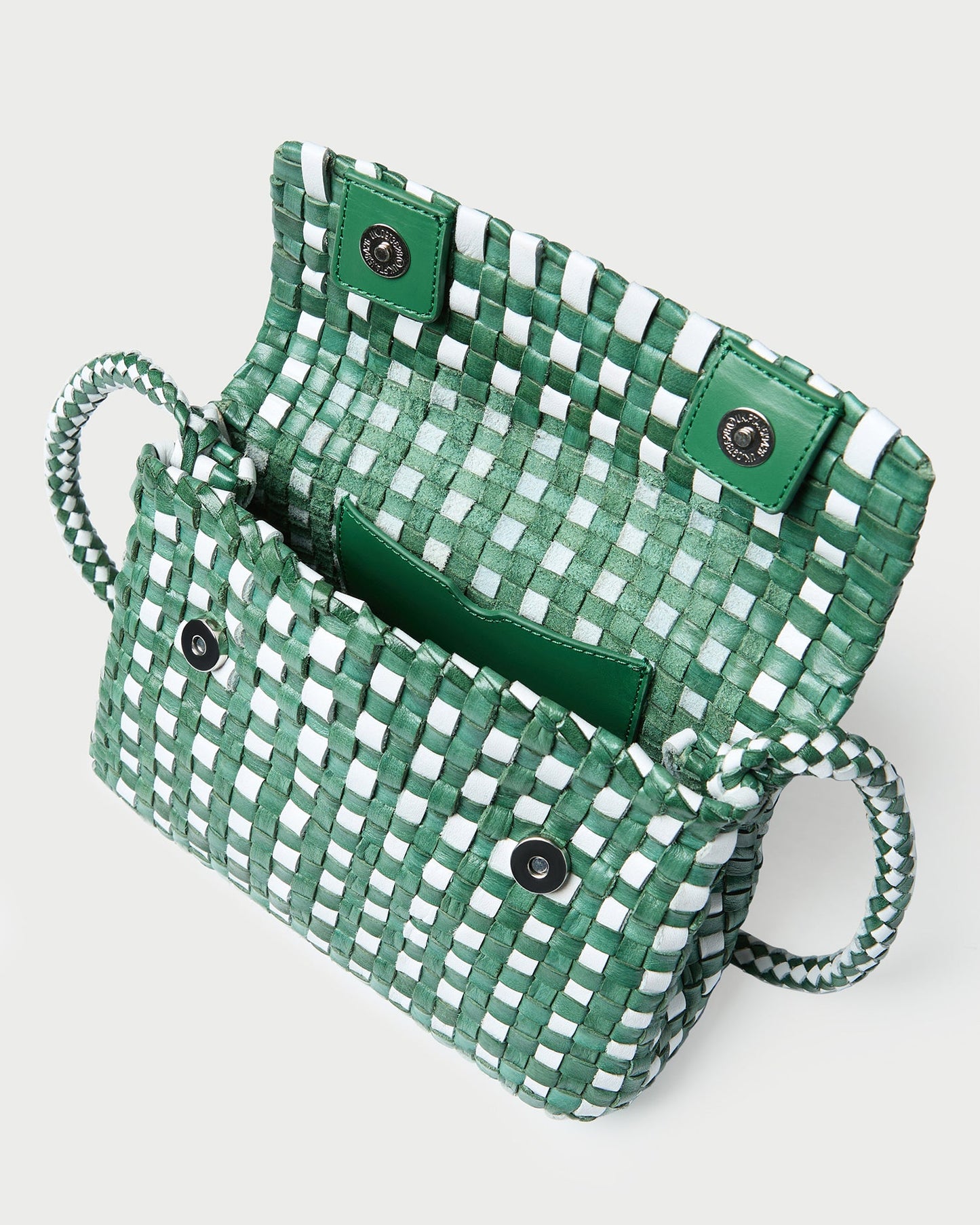 Sac bandoulière tissé Vinnie émeraude/blanc