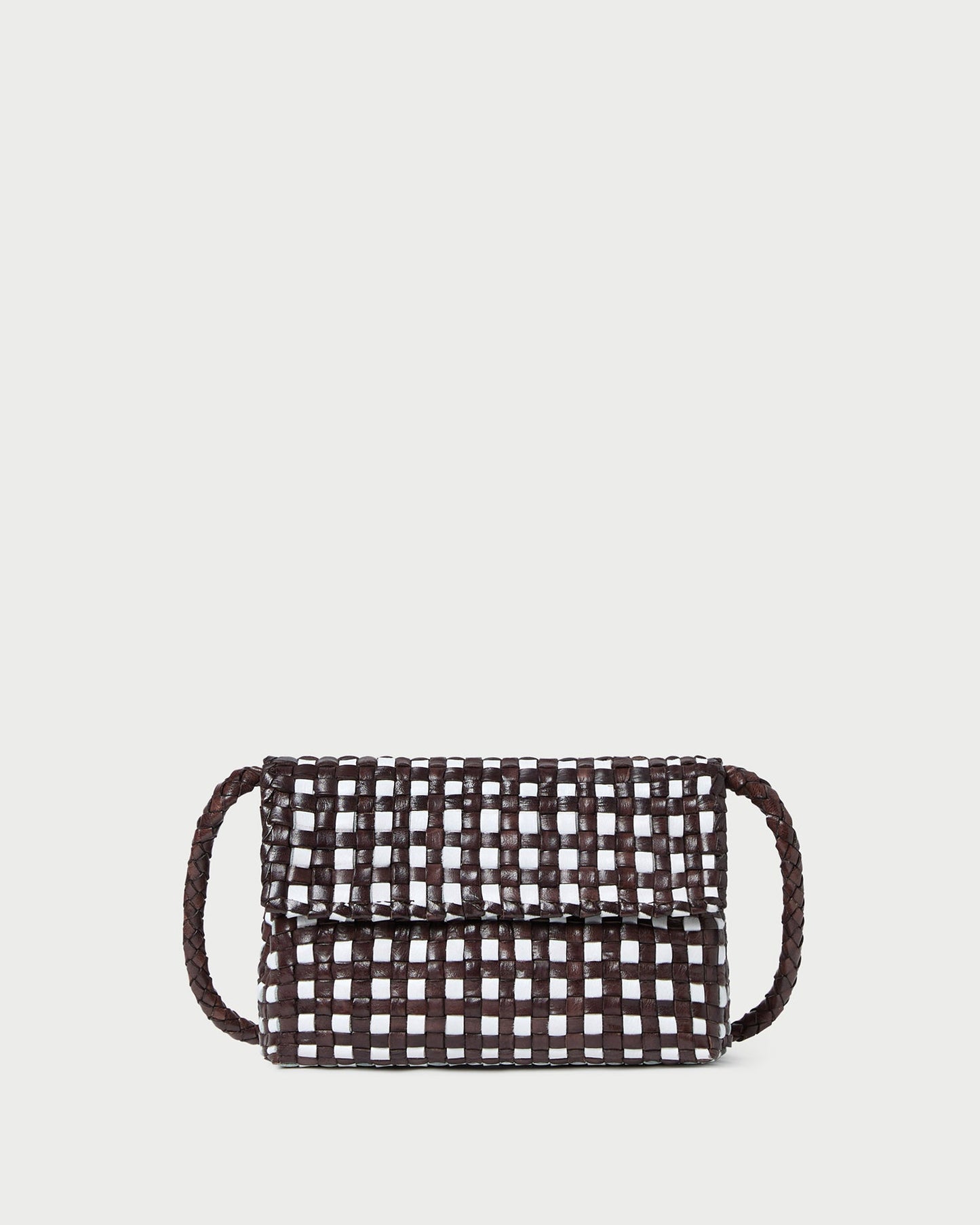 Sac bandoulière tissé Vinnie chocolat/blanc