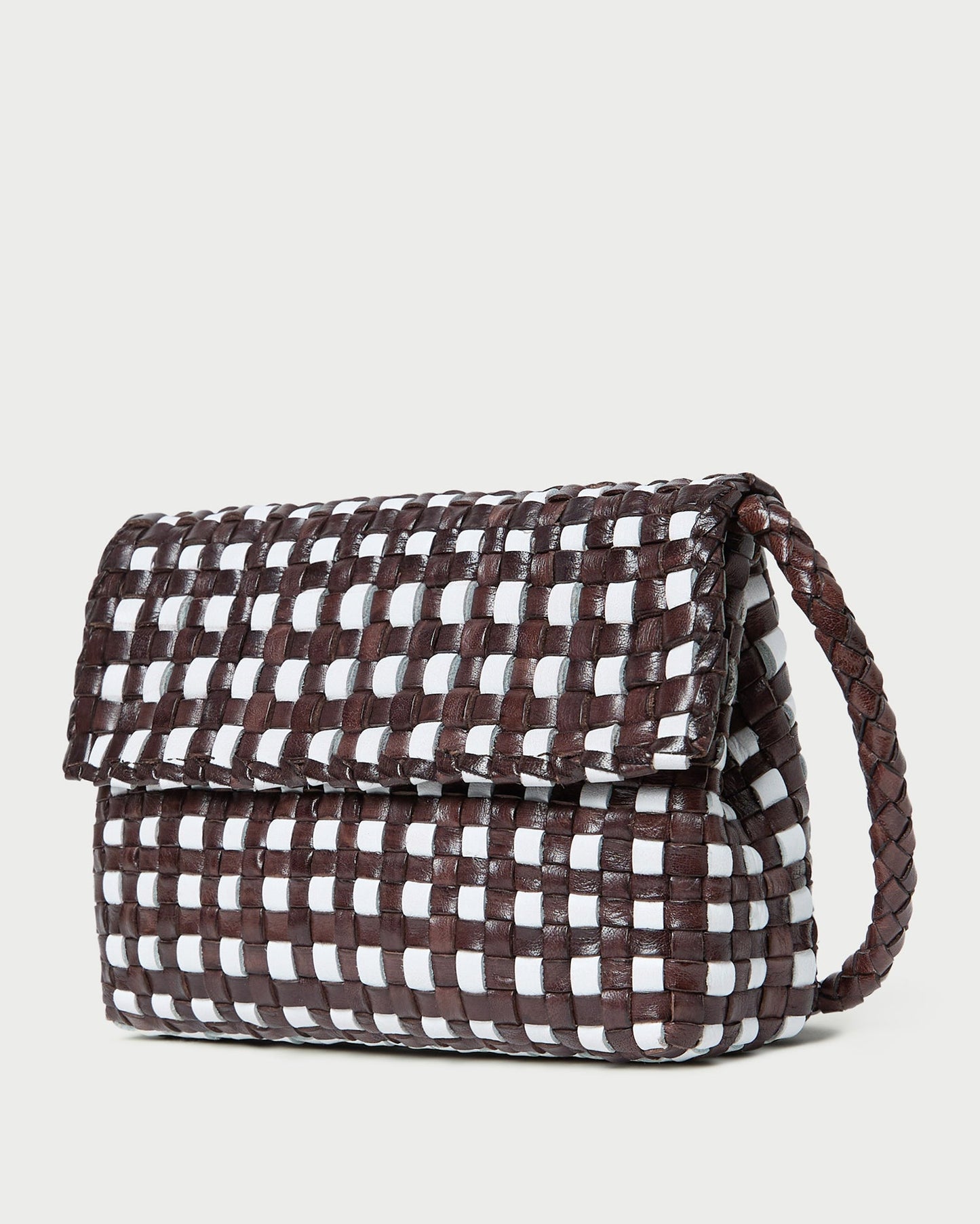 Sac bandoulière tissé Vinnie chocolat/blanc