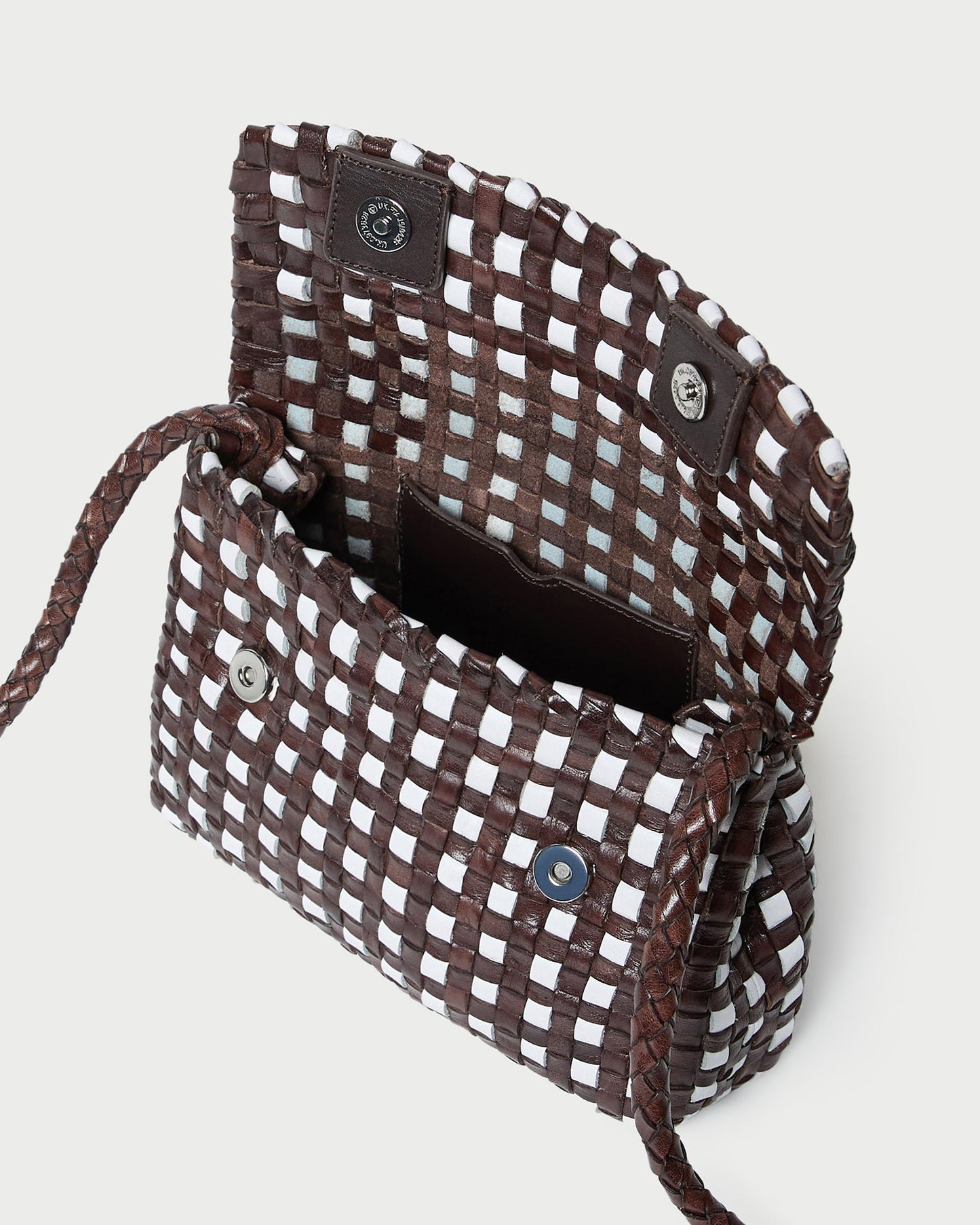 Sac bandoulière tissé Vinnie chocolat/blanc