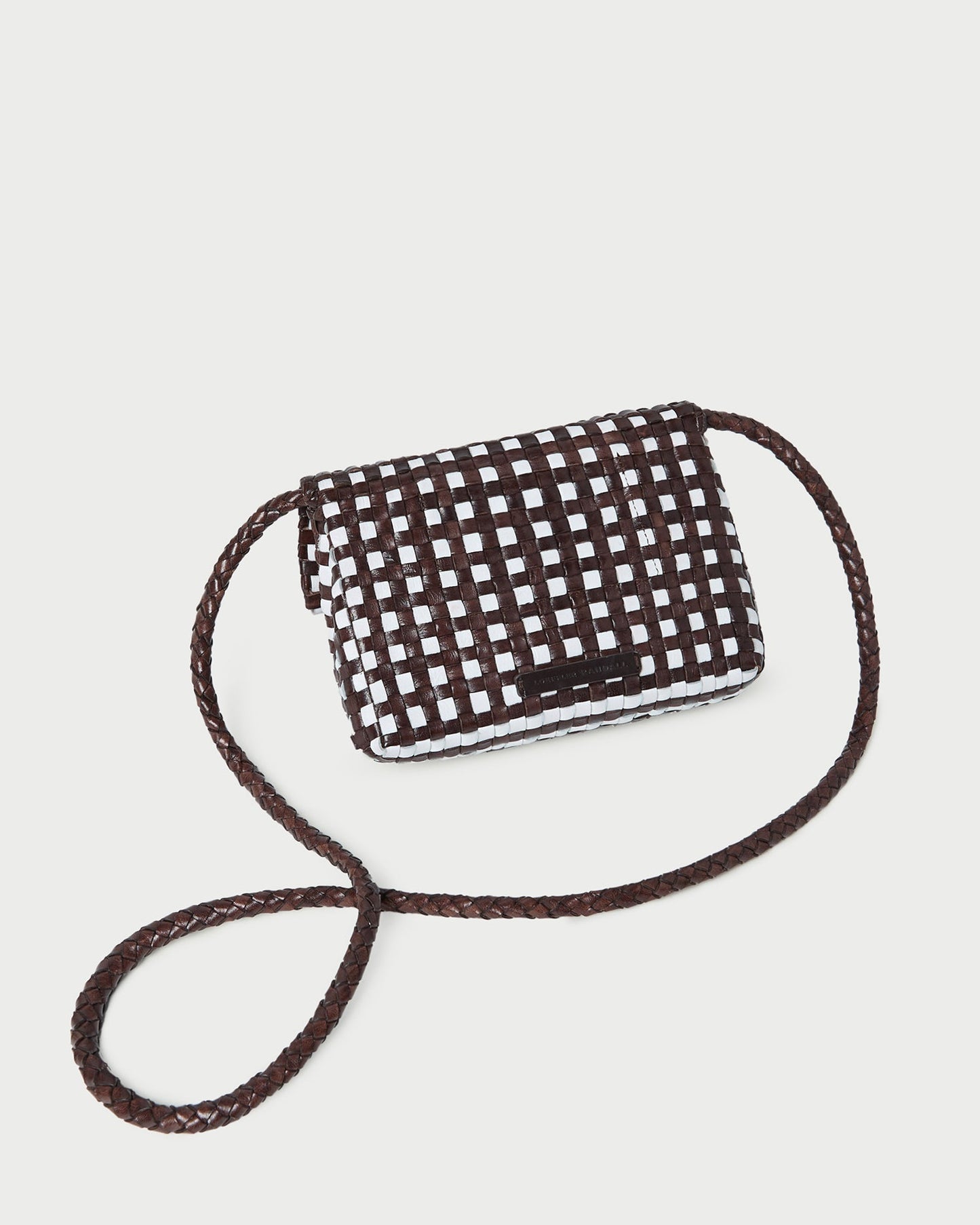Sac bandoulière tissé Vinnie chocolat/blanc