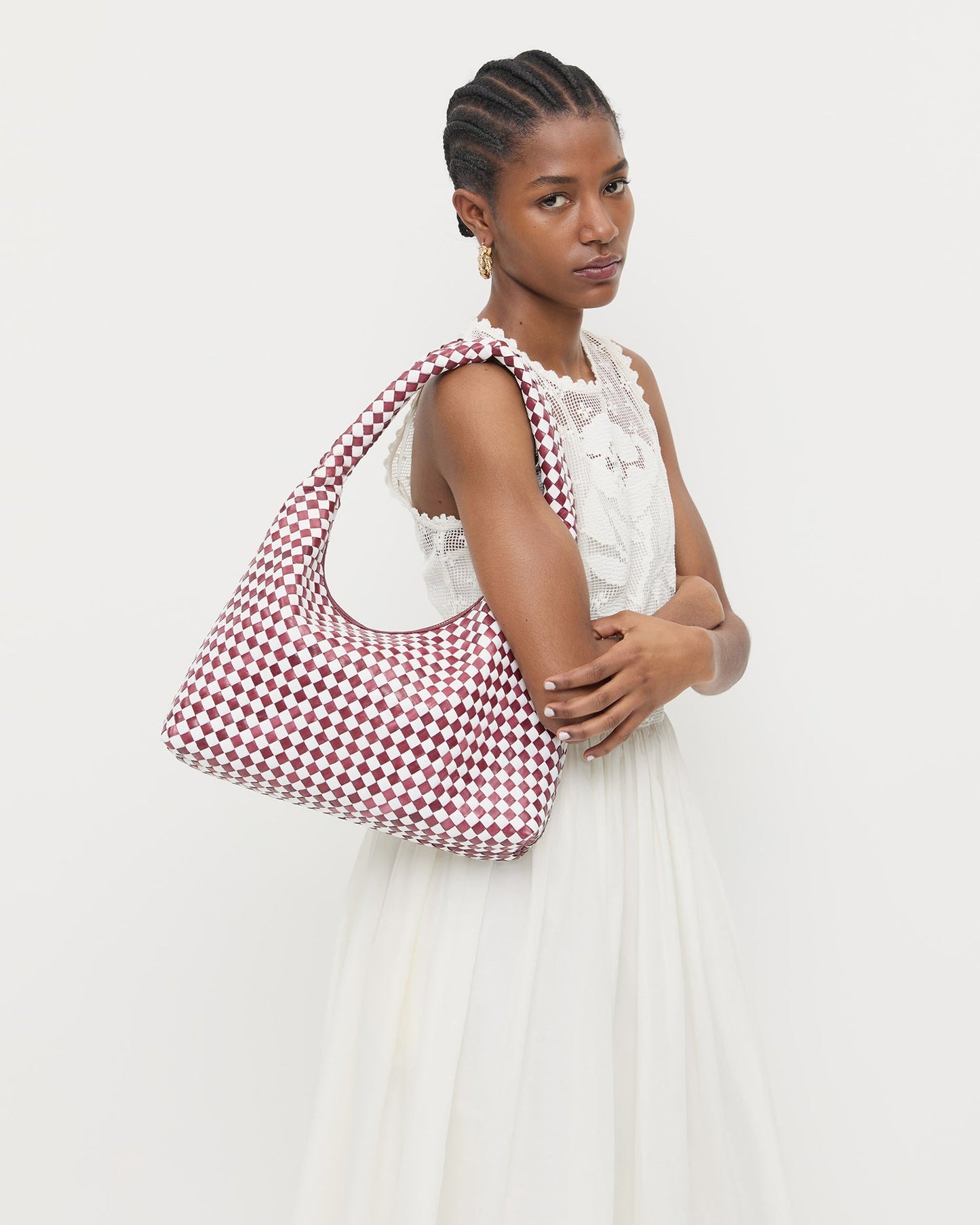 Sac hobo tissé Willow marron/blanc