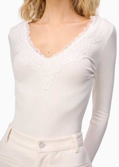 Haut en tricot côtelé Rooney blanc