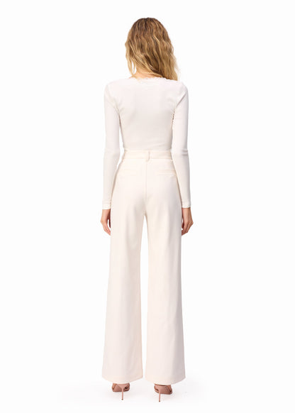 Pantalon taille haute Leo Macadamia