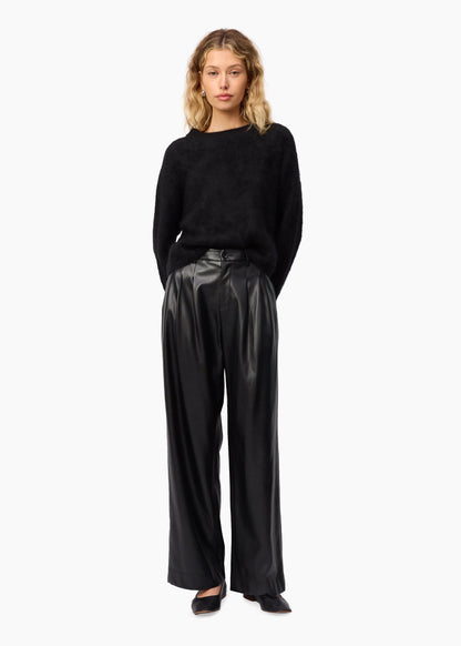 Pantalon en cuir végétalien taille haute Andorra noir