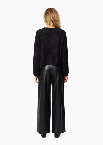 Pantalon en cuir végétalien taille haute Andorra noir