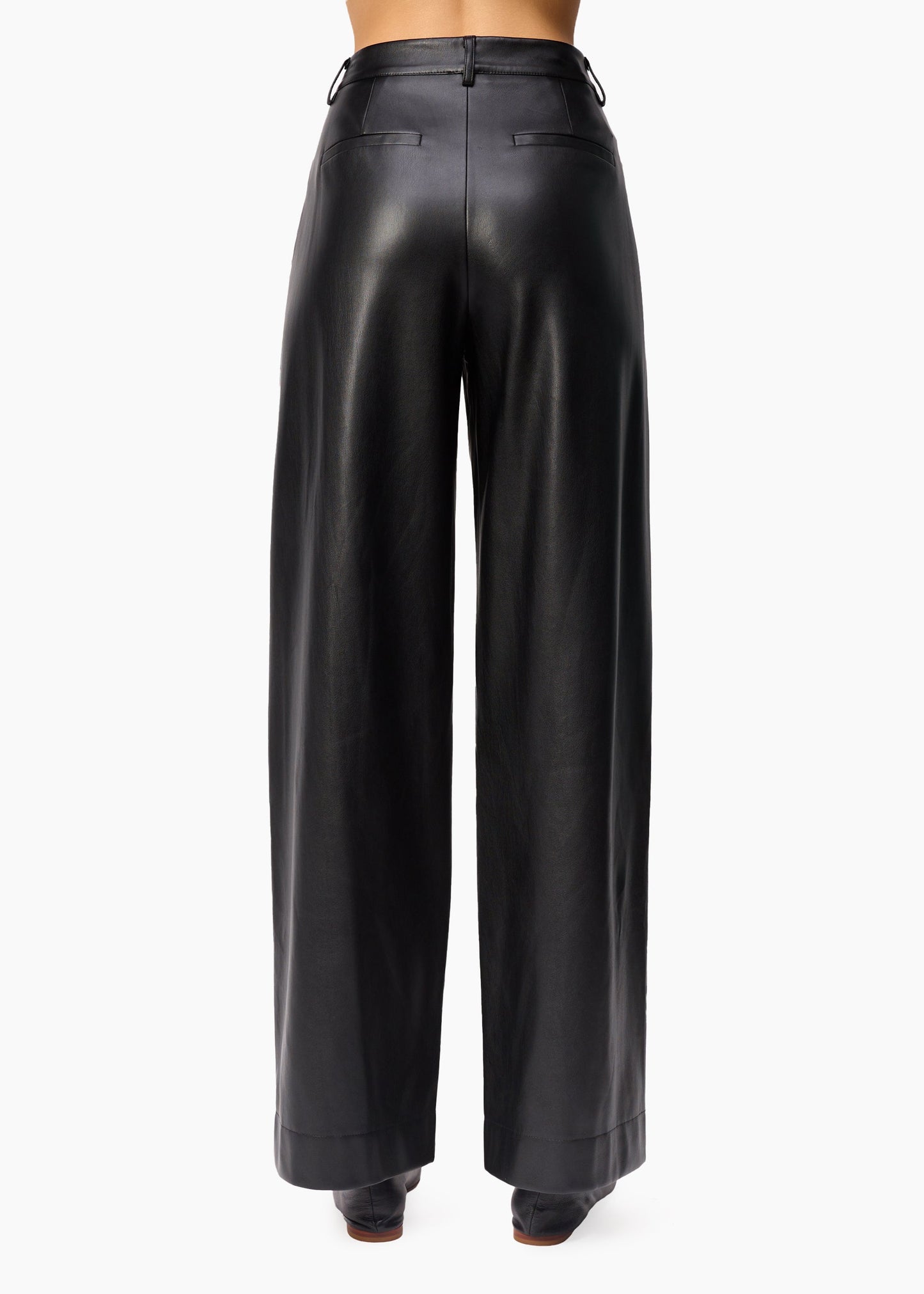 Pantalon en cuir végétalien taille haute Andorra noir