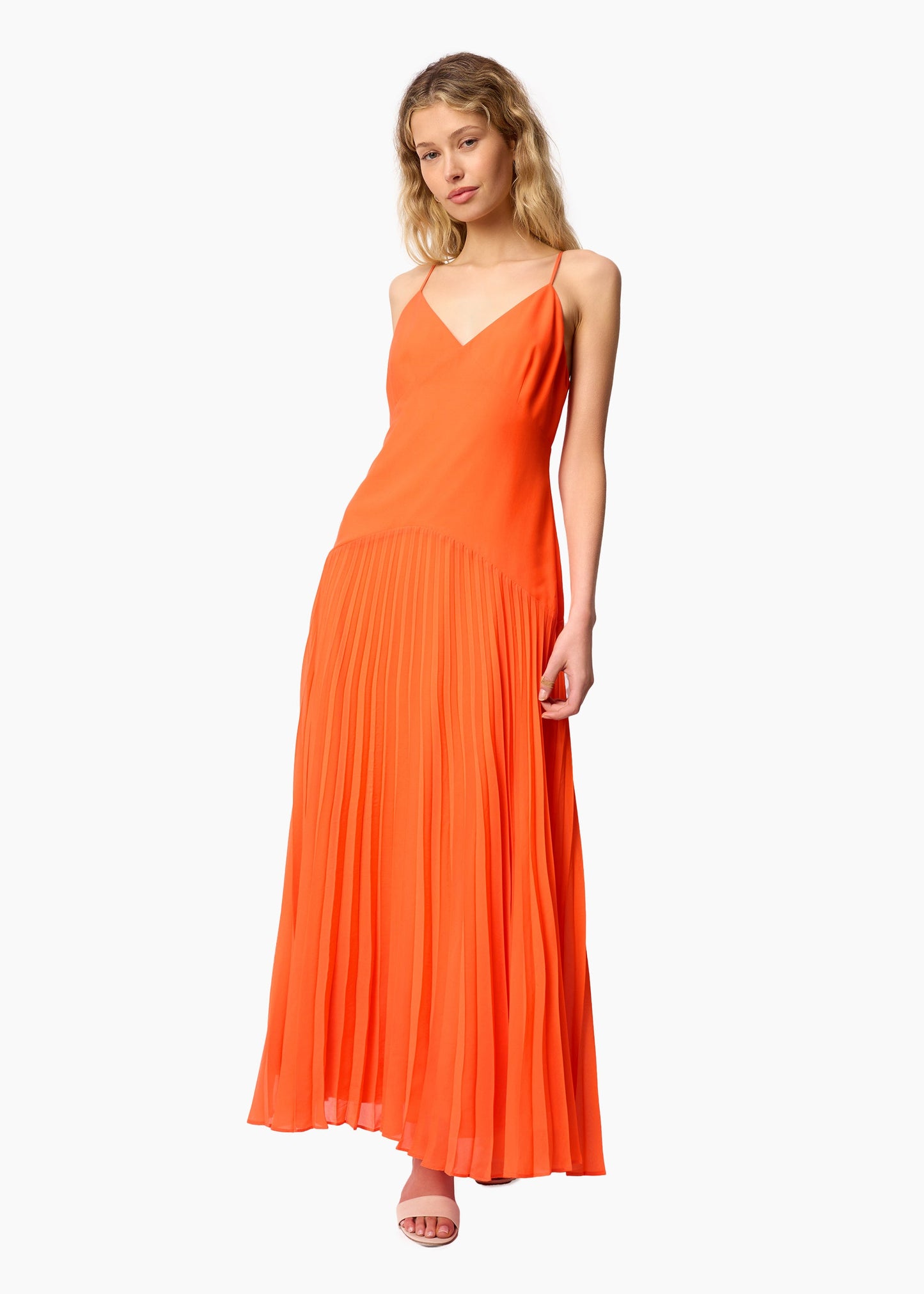 Robe plissée en mousseline de soie Jennelyn Clémentine