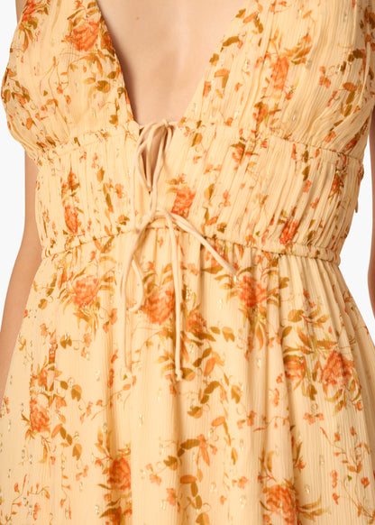 Robe longue en mousseline froissée Dorinda Golden Hour