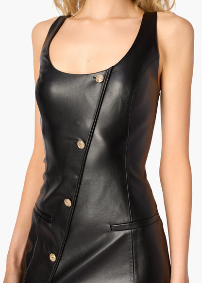 Robe mi-longue en cuir végétalien Kirby noire