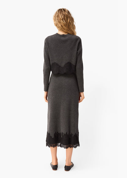 Cardigan court en maille Roxie Carbone