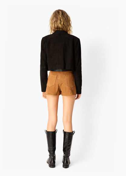 Veste courte en daim Sullivan noire