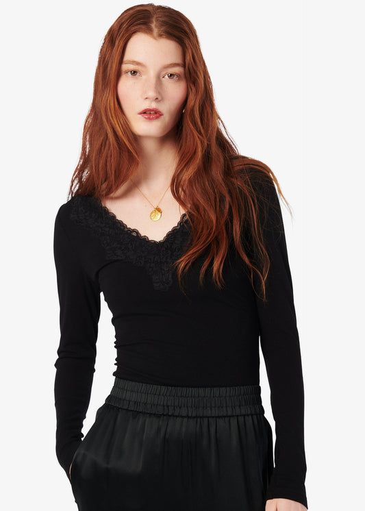 Haut en tricot côtelé Rooney noir