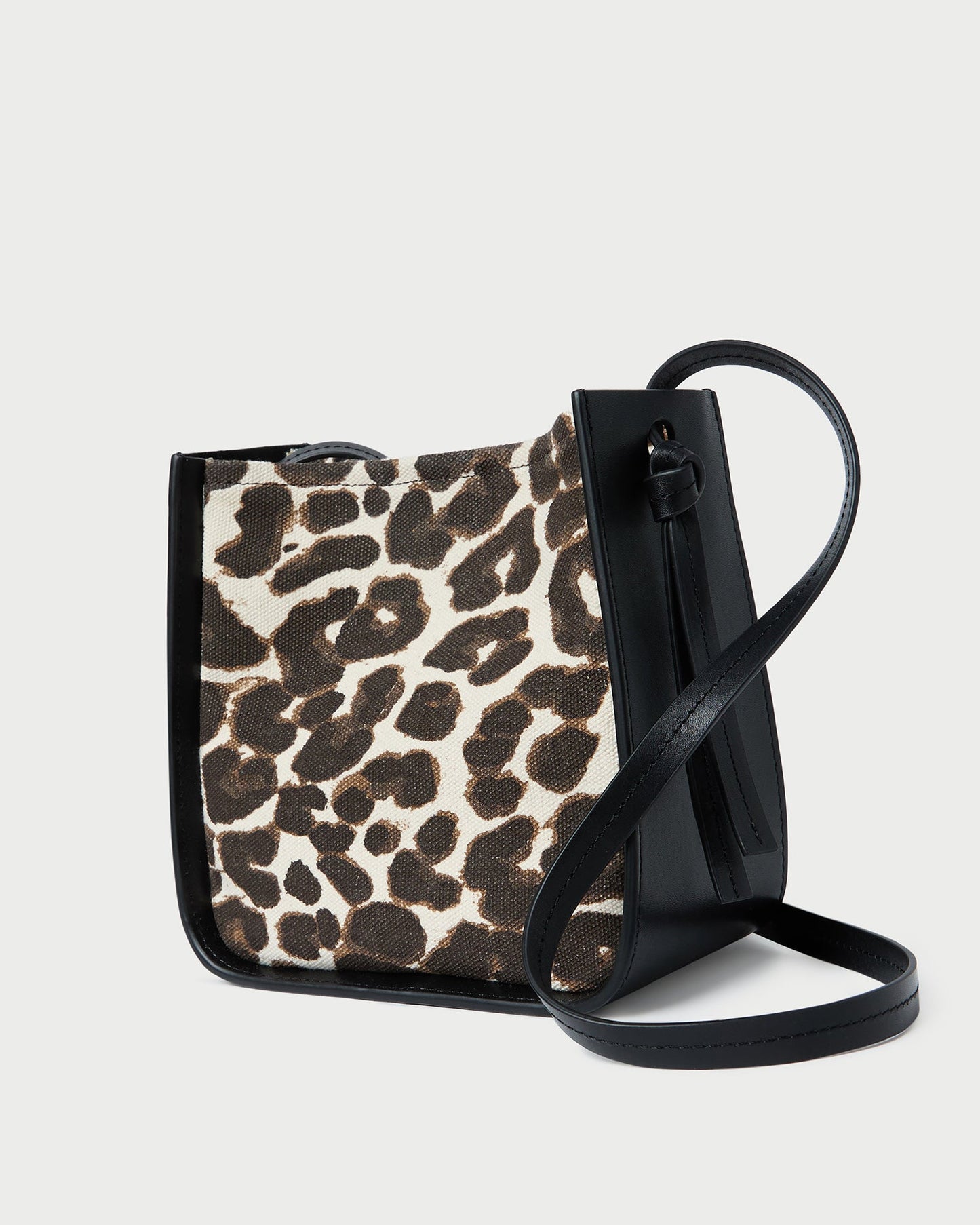 Sac bandoulière Avalon en toile léopard/noir