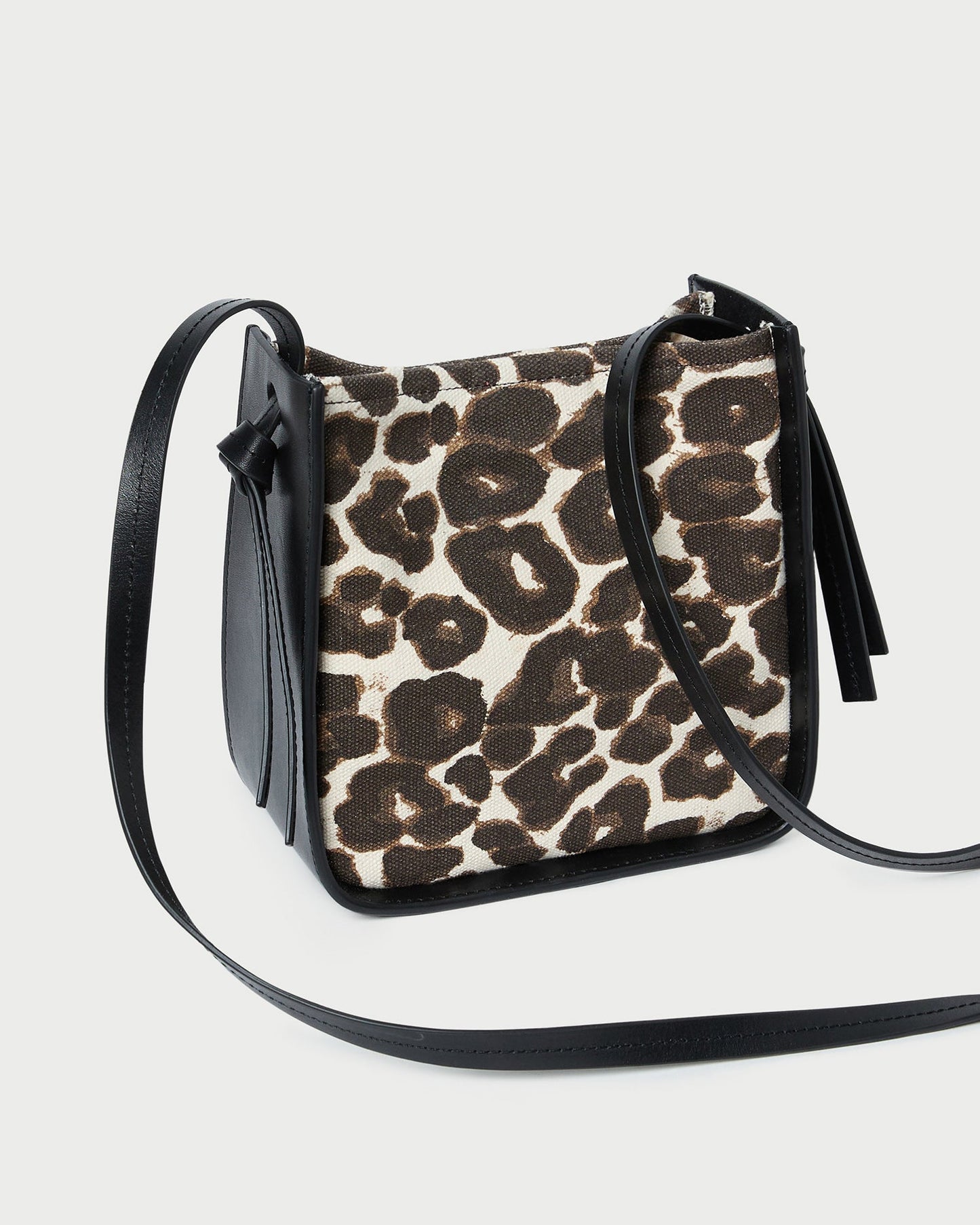 Sac bandoulière Avalon en toile léopard/noir