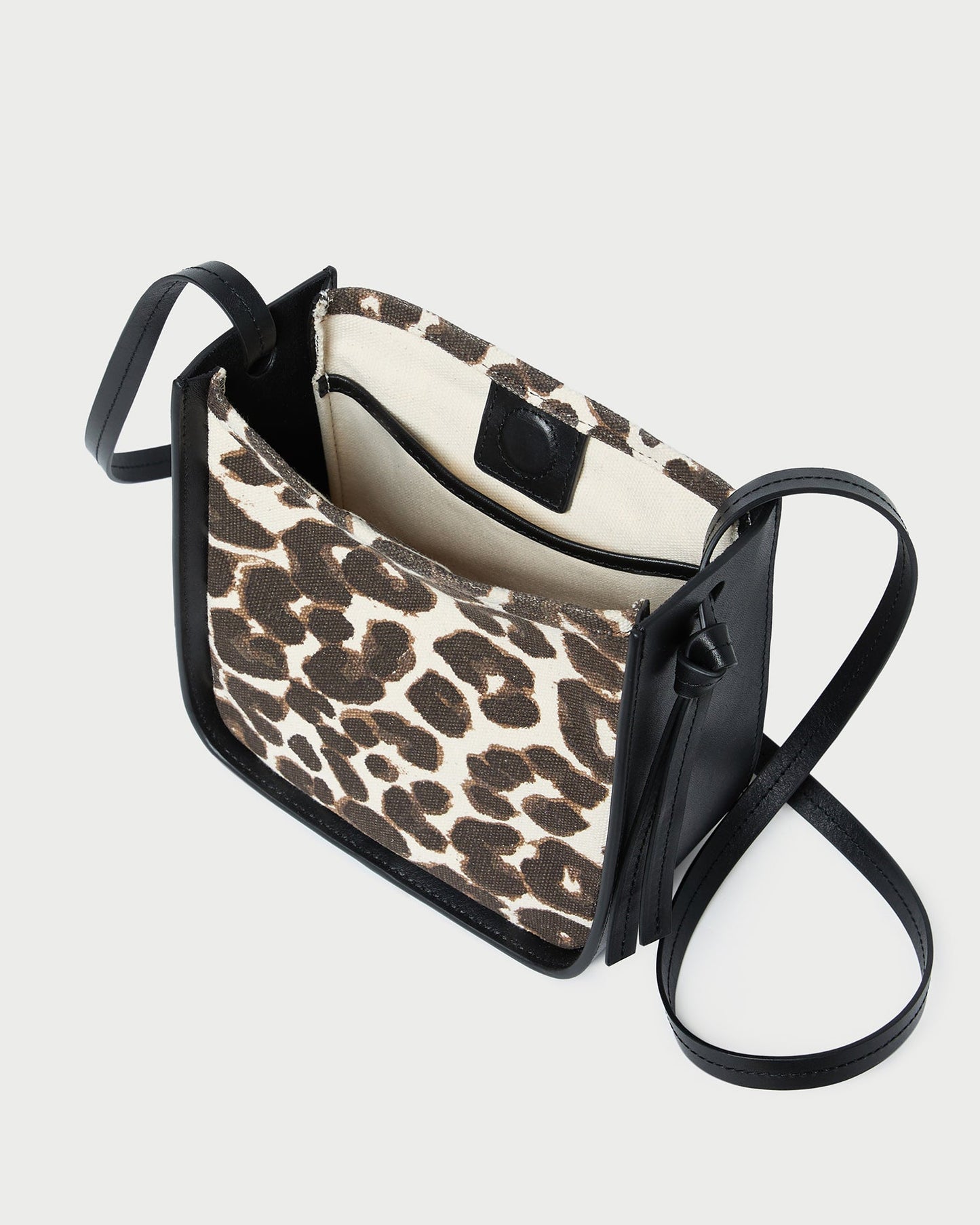 Sac bandoulière Avalon en toile léopard/noir