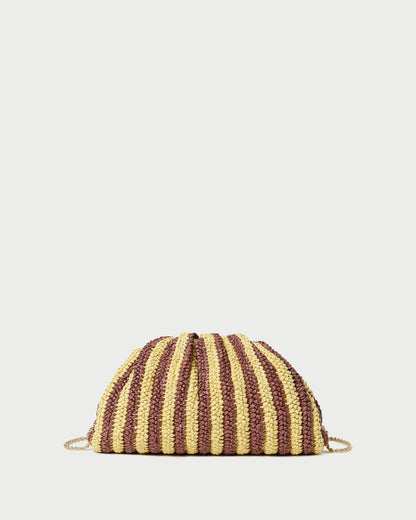 Pochette dôme à rayures marron/beurre Bailey