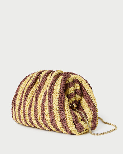 Pochette dôme à rayures marron/beurre Bailey