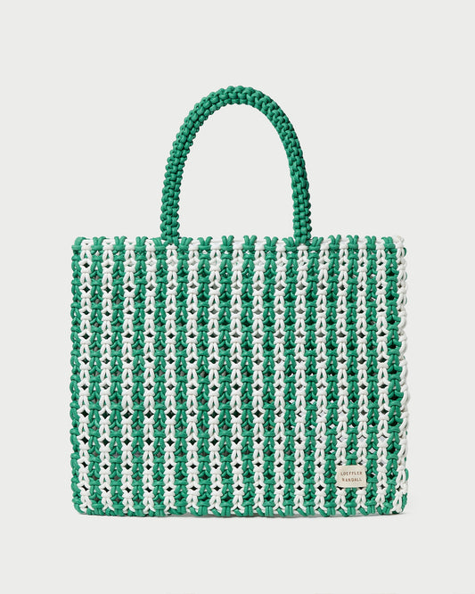 Sac fourre-tout à rayures blanches et vertes Celia
