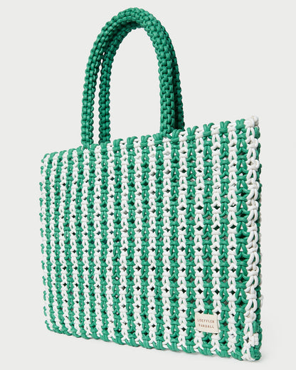 Sac fourre-tout à rayures blanches et vertes Celia