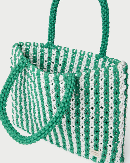 Sac fourre-tout à rayures blanches et vertes Celia