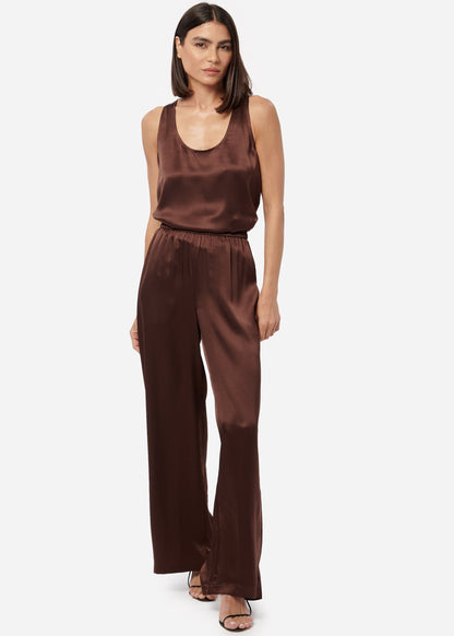 Pantalon en soie Bleecker Chocolat