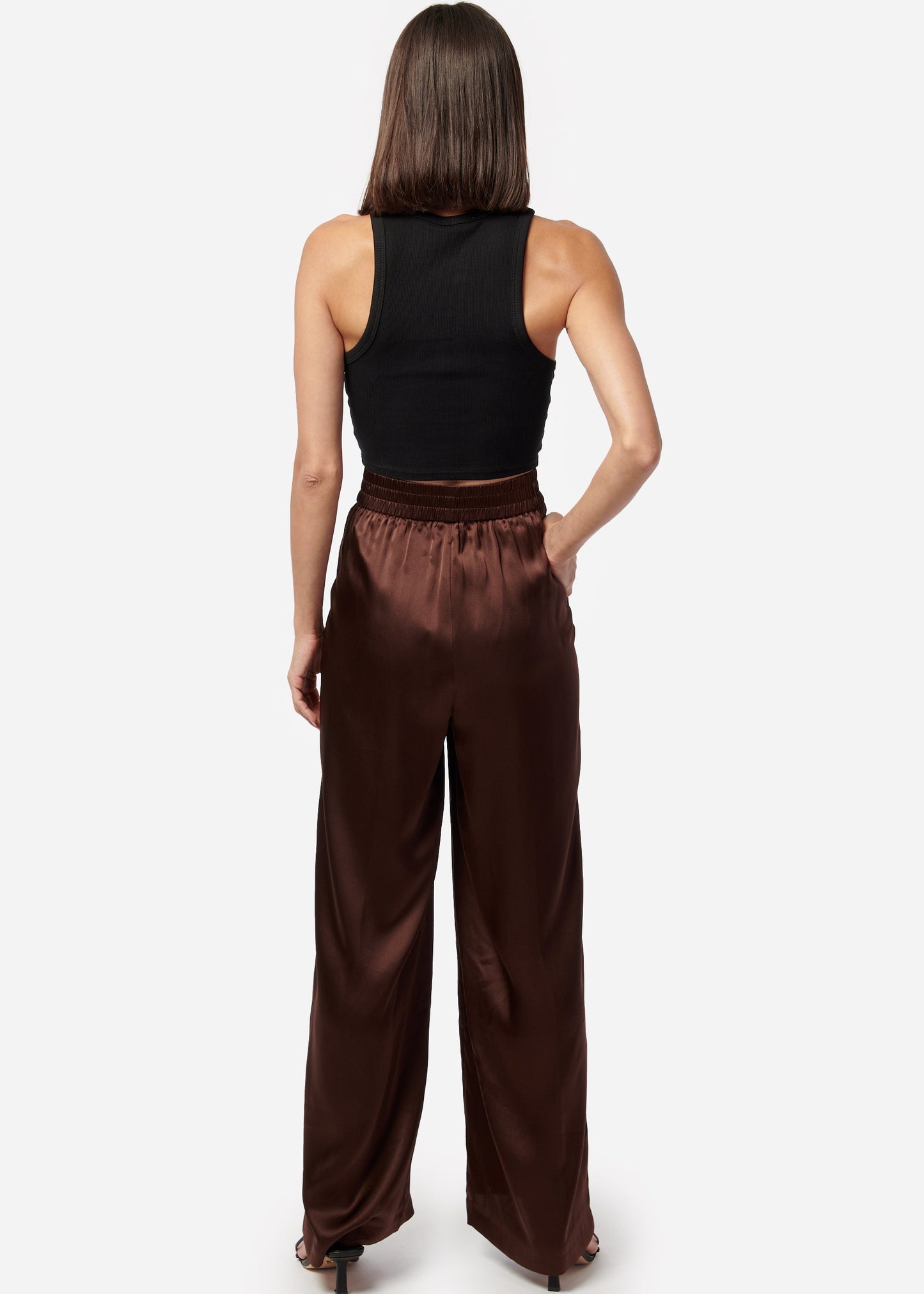 Pantalon en soie Bleecker Chocolat