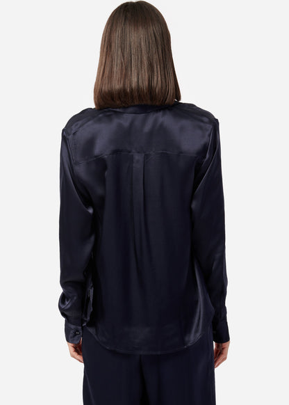 Chemisier en soie Crosby bleu marine 