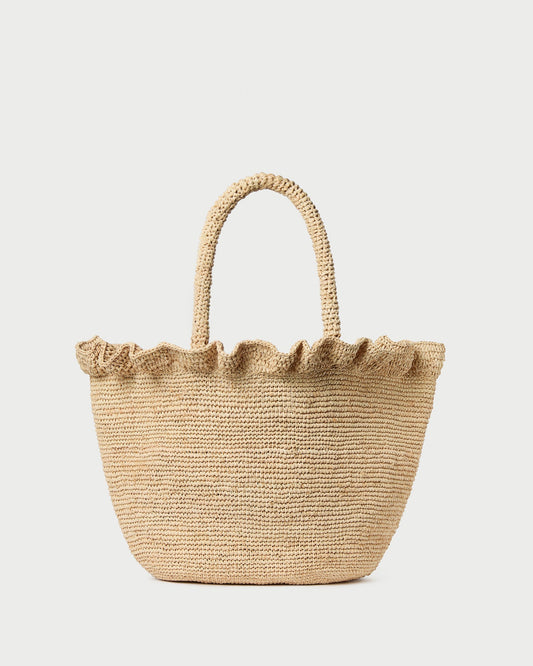 Sac fourre-tout tissé à volants naturel Cyrus