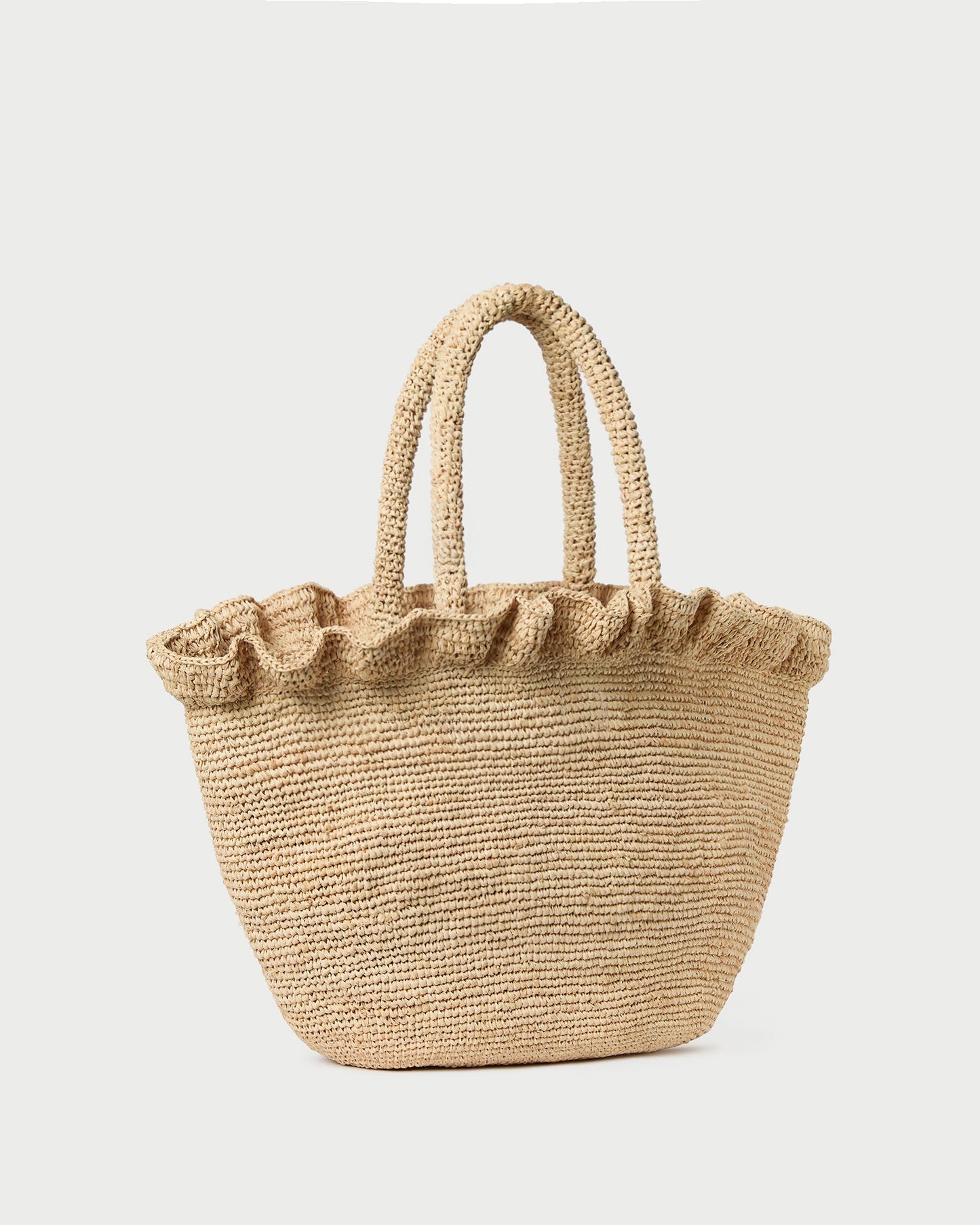 Sac fourre-tout tissé à volants naturel Cyrus