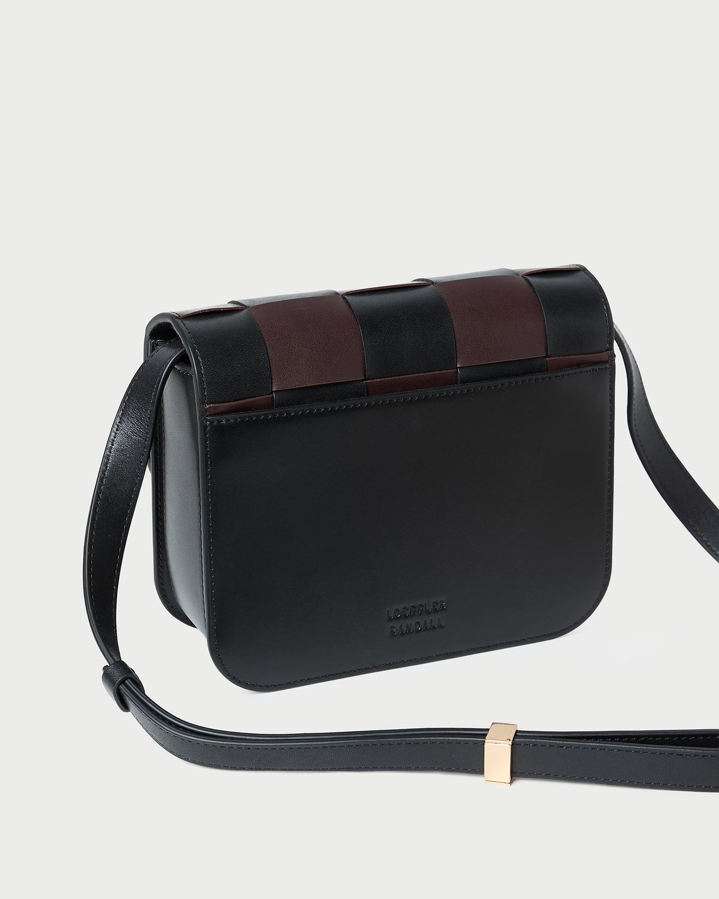 Sac bandoulière en cuir tressé noir/expresso Desi