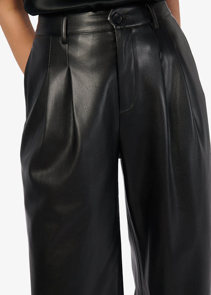 Pantalon en cuir végétalien taille haute Andorra noir