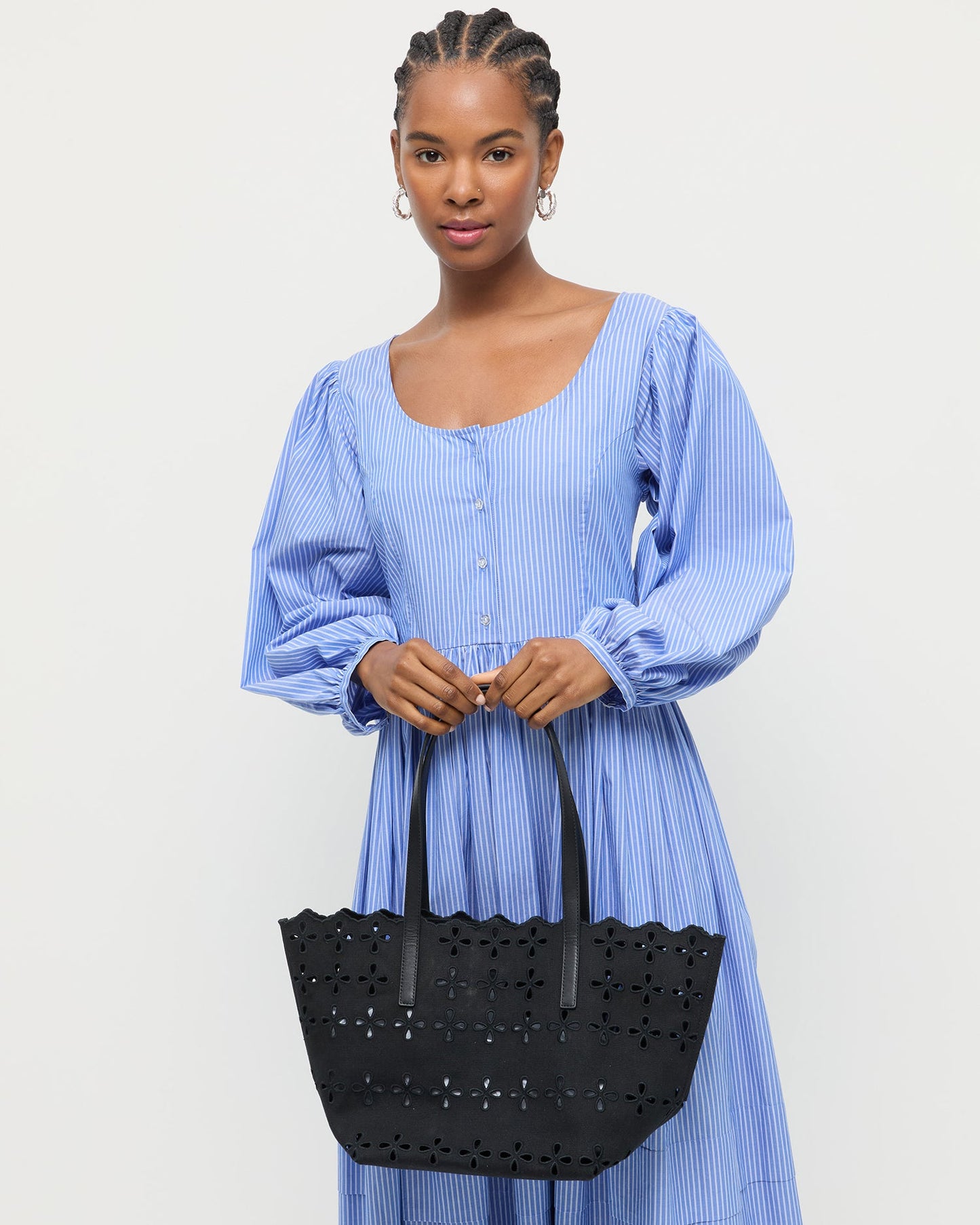 Sac fourre-tout en toile brodée noire Easton