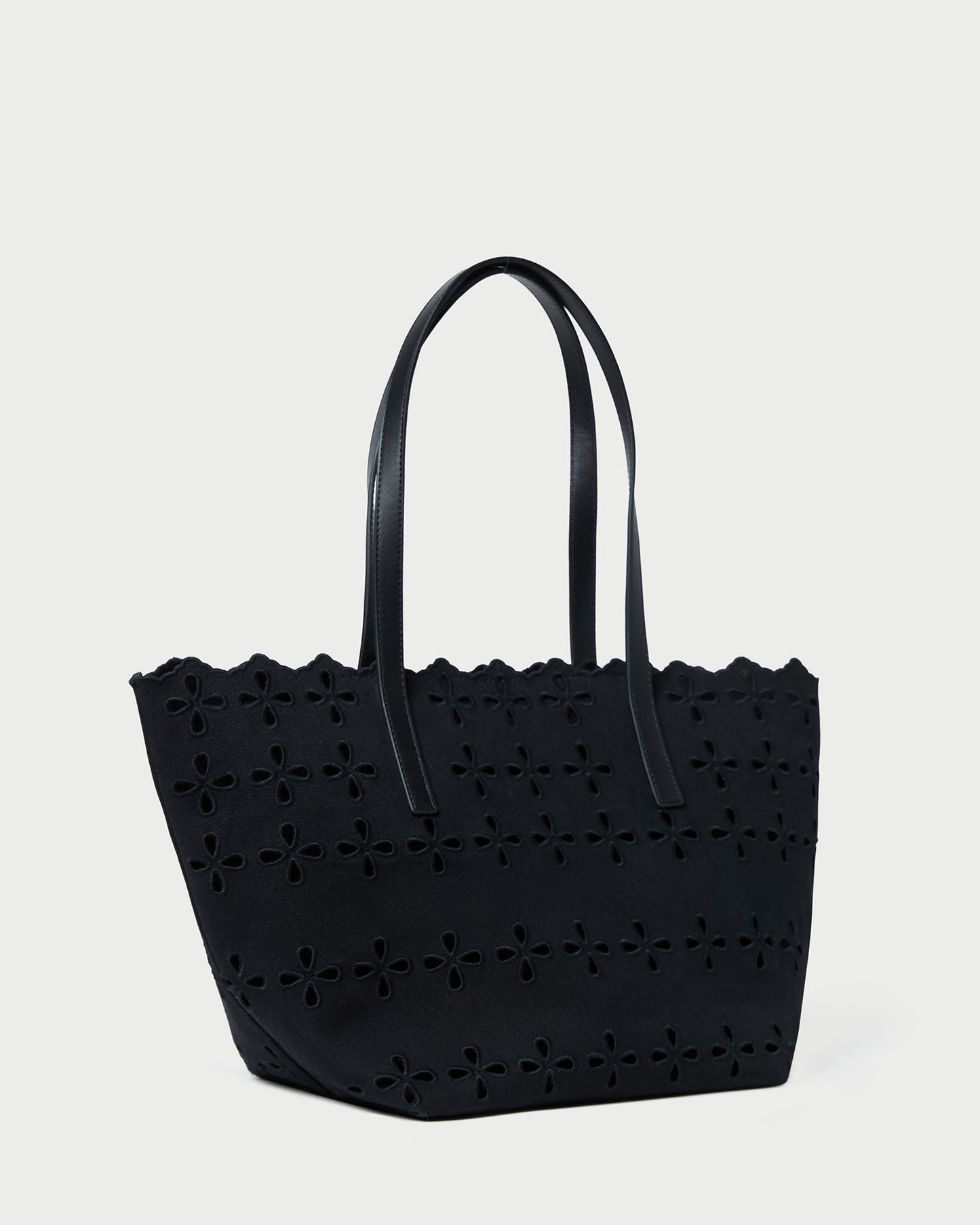 Sac fourre-tout en toile brodée noire Easton