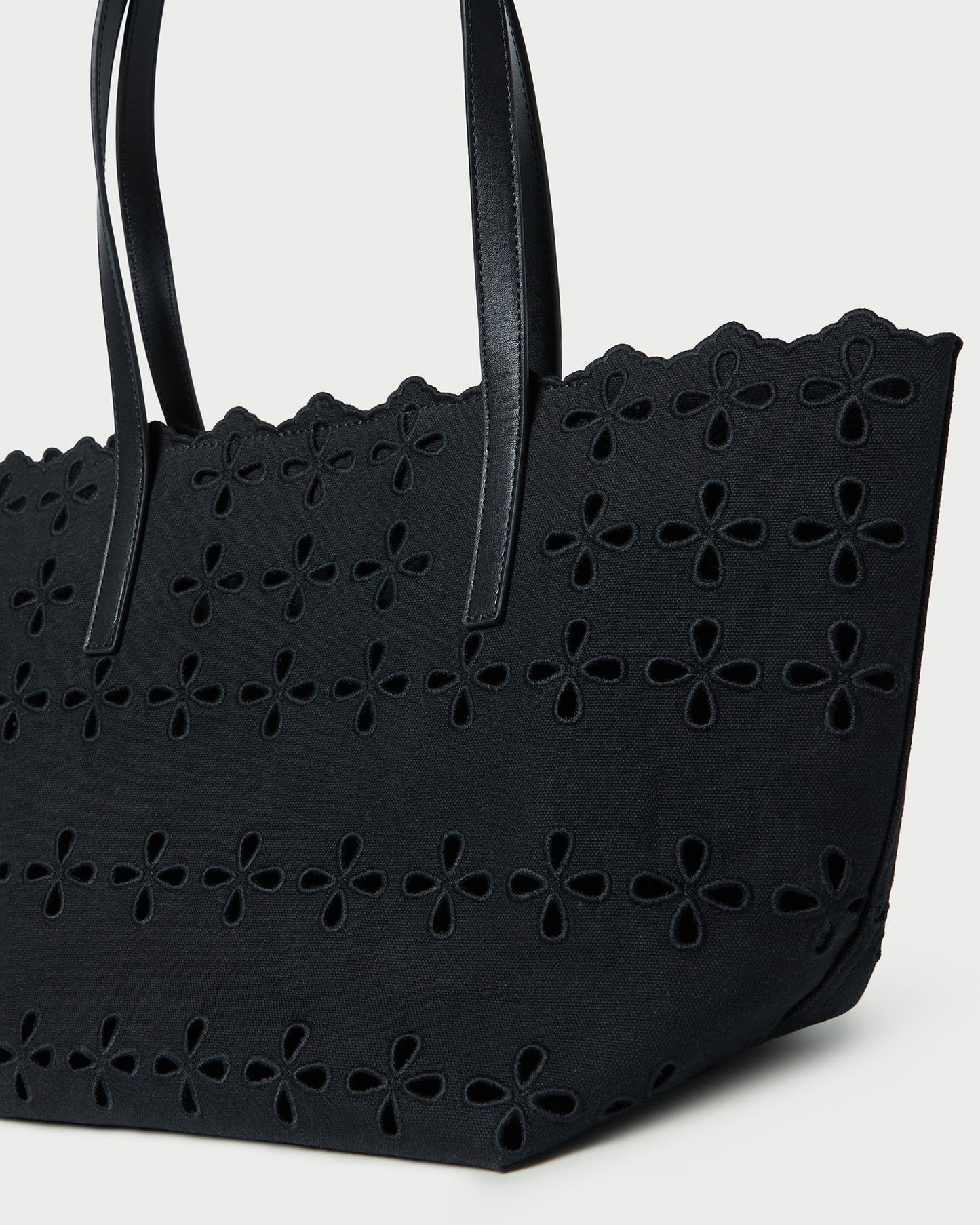 Sac fourre-tout en toile brodée noire Easton