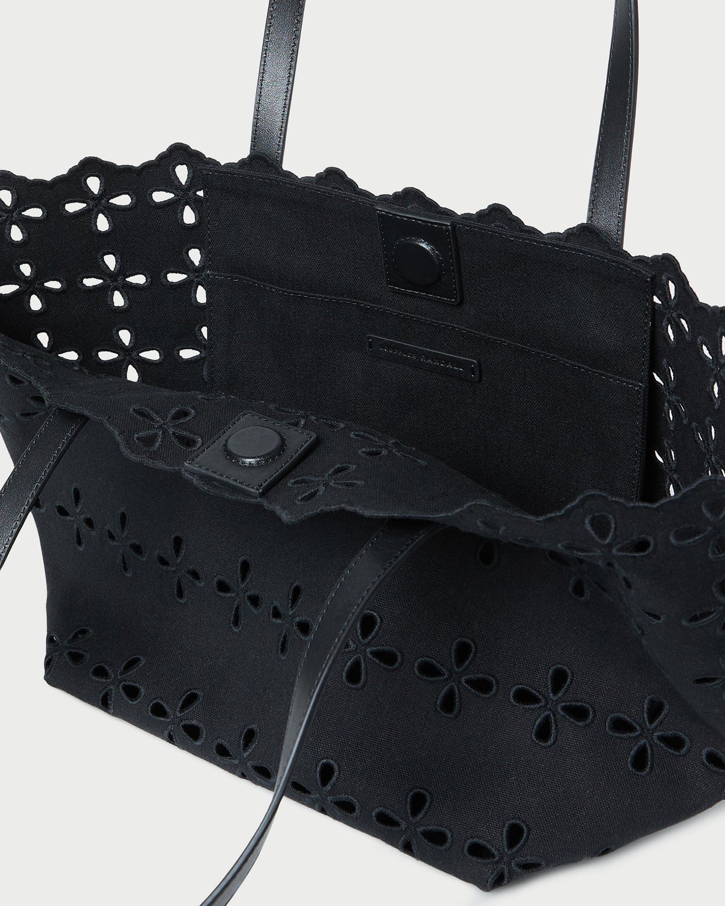 Sac fourre-tout en toile brodée noire Easton