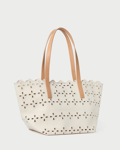 Sac fourre-tout en toile brodée naturelle Easton